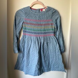 Mini Boden Rainbow Ponte dress, rainbow and polka dot, size 9-10 years girl